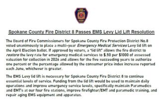 Spokane County Fire District 8 Passes EMS Levy Lid Lift Resolution